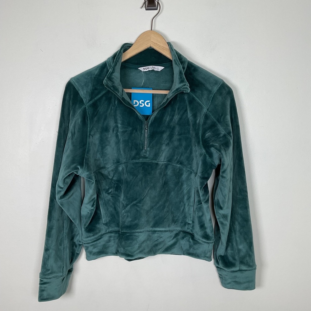 DSG Girls Velour 1/2 Zip Pullover Jacket Top Dark Green, Size L‎ (14)